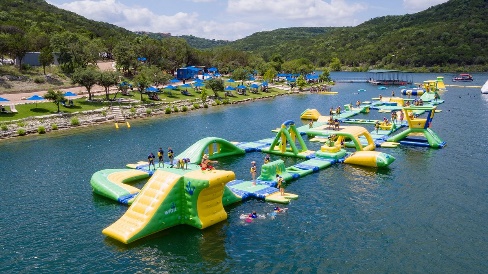 jumpy houses on the water